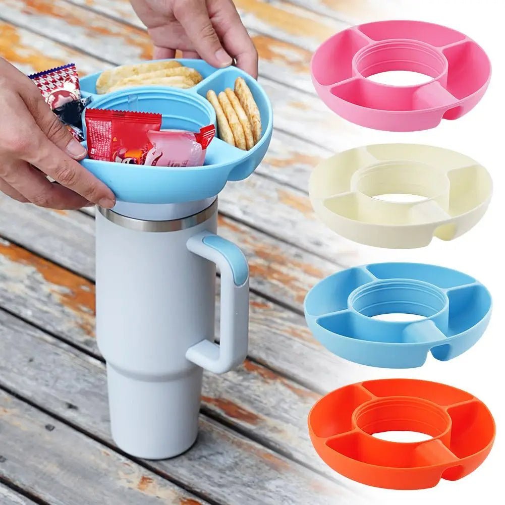 Silicone Snack For Cup 40 Oz Reusable Snack Container 4 Compartment Snack Platters Cup Snack Bowl Cup Holder Food Tray - Zambeel