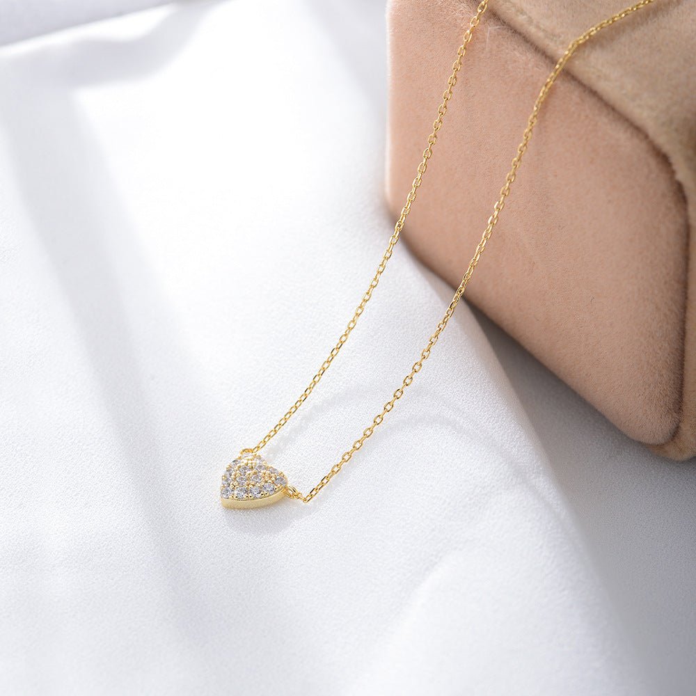 Silver Heart - shaped Zircon Necklace For Women - Zambeel