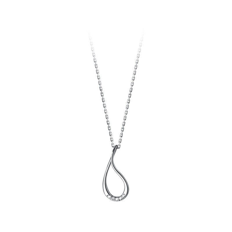 Silver Hollow Drop - Shaped Diamond - Studded Necklace - Zambeel