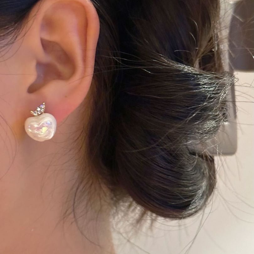 Silver Nail Decoration Inlaid Rhinestone Pearl Creative Earrings - Zambeel