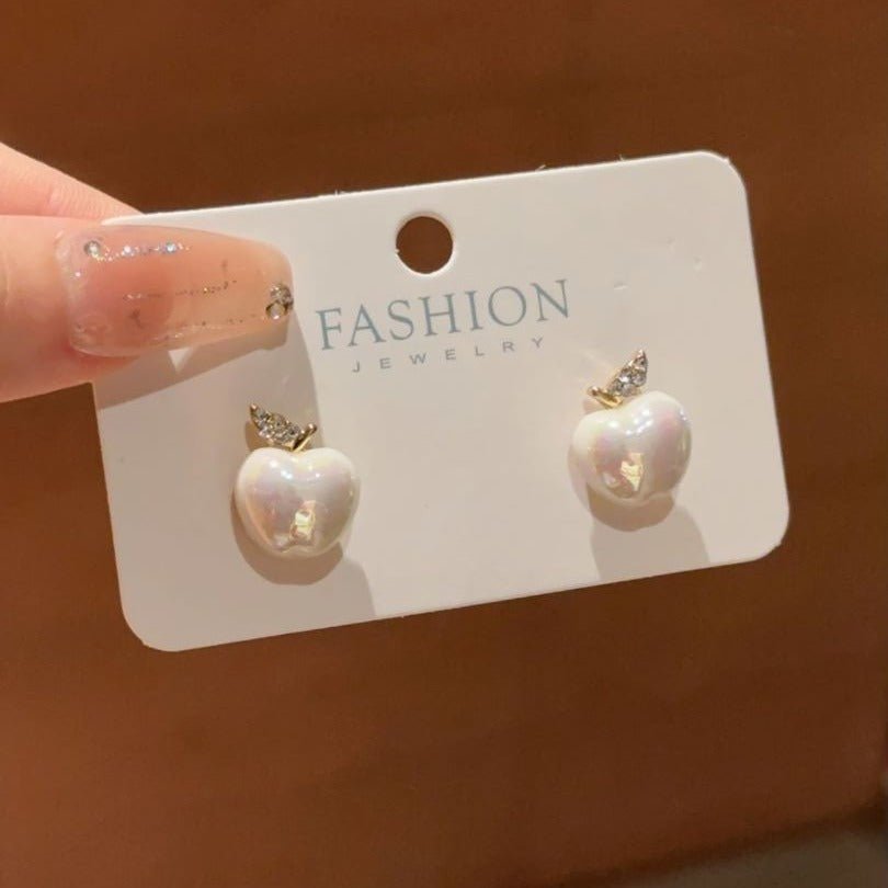 Silver Nail Decoration Inlaid Rhinestone Pearl Creative Earrings - Zambeel