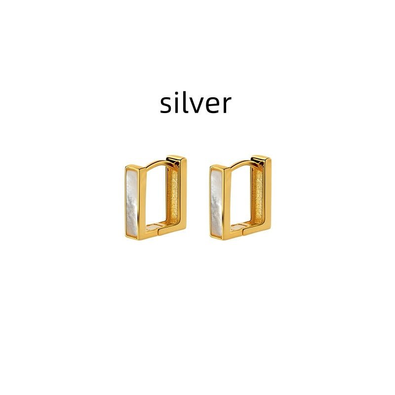 Silver Women's Elegant Shell Square Earrings - Zambeel