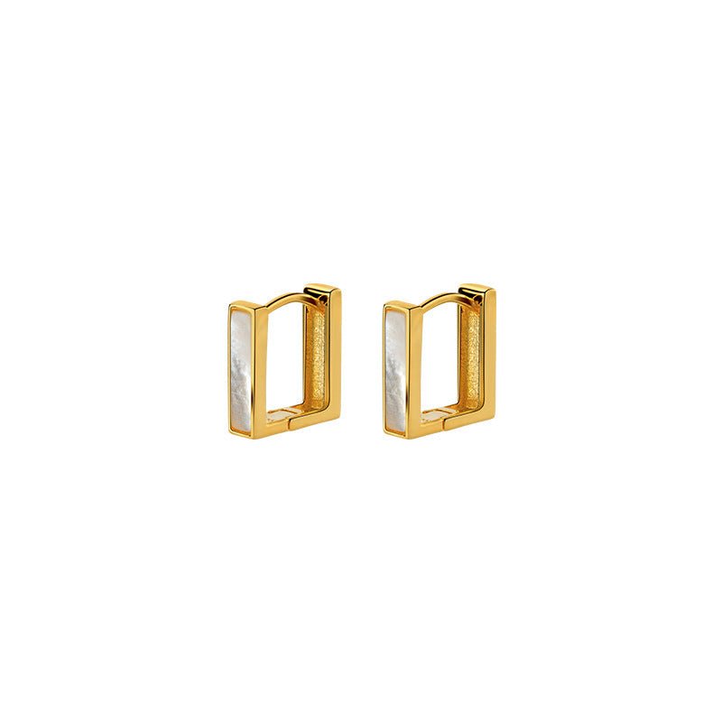 Silver Women's Elegant Shell Square Earrings - Zambeel
