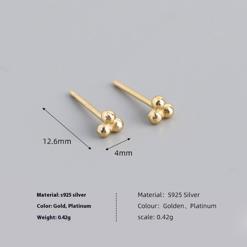Simple And Fresh Student Polka Dot S925 Silver Stud Earrings - Zambeel