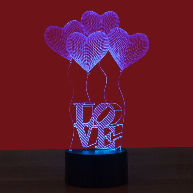 Simple Love Colorful 3D Touch Night Light - Zambeel