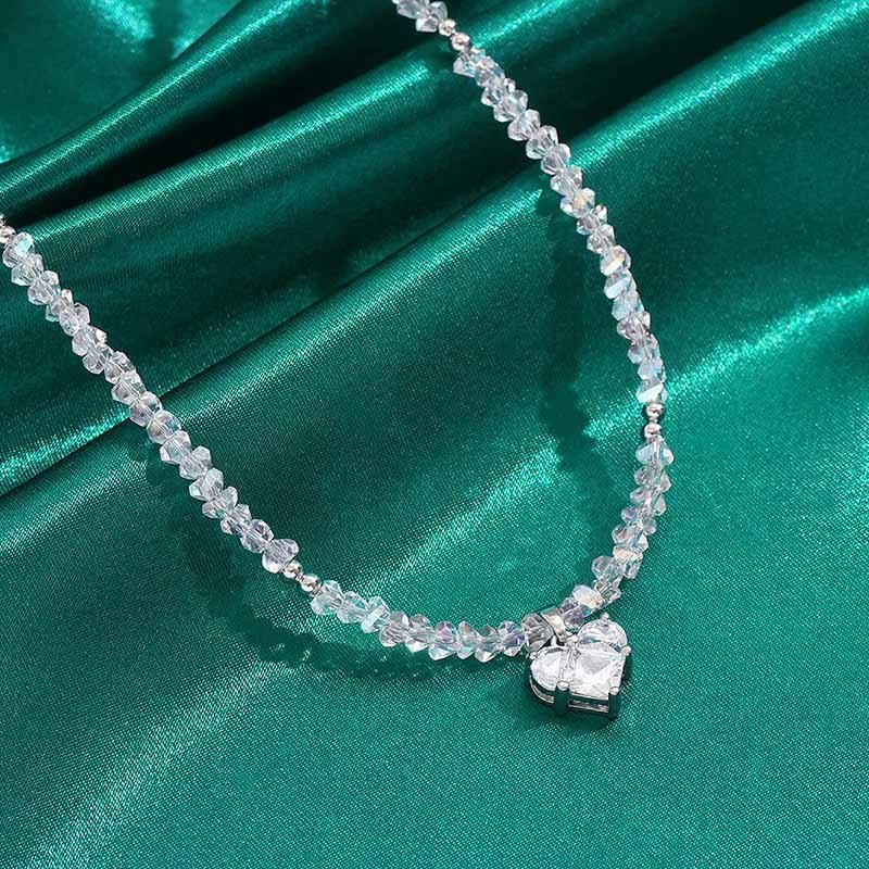 Simple Niche Personality Beaded Crystal Love Necklace - Zambeel