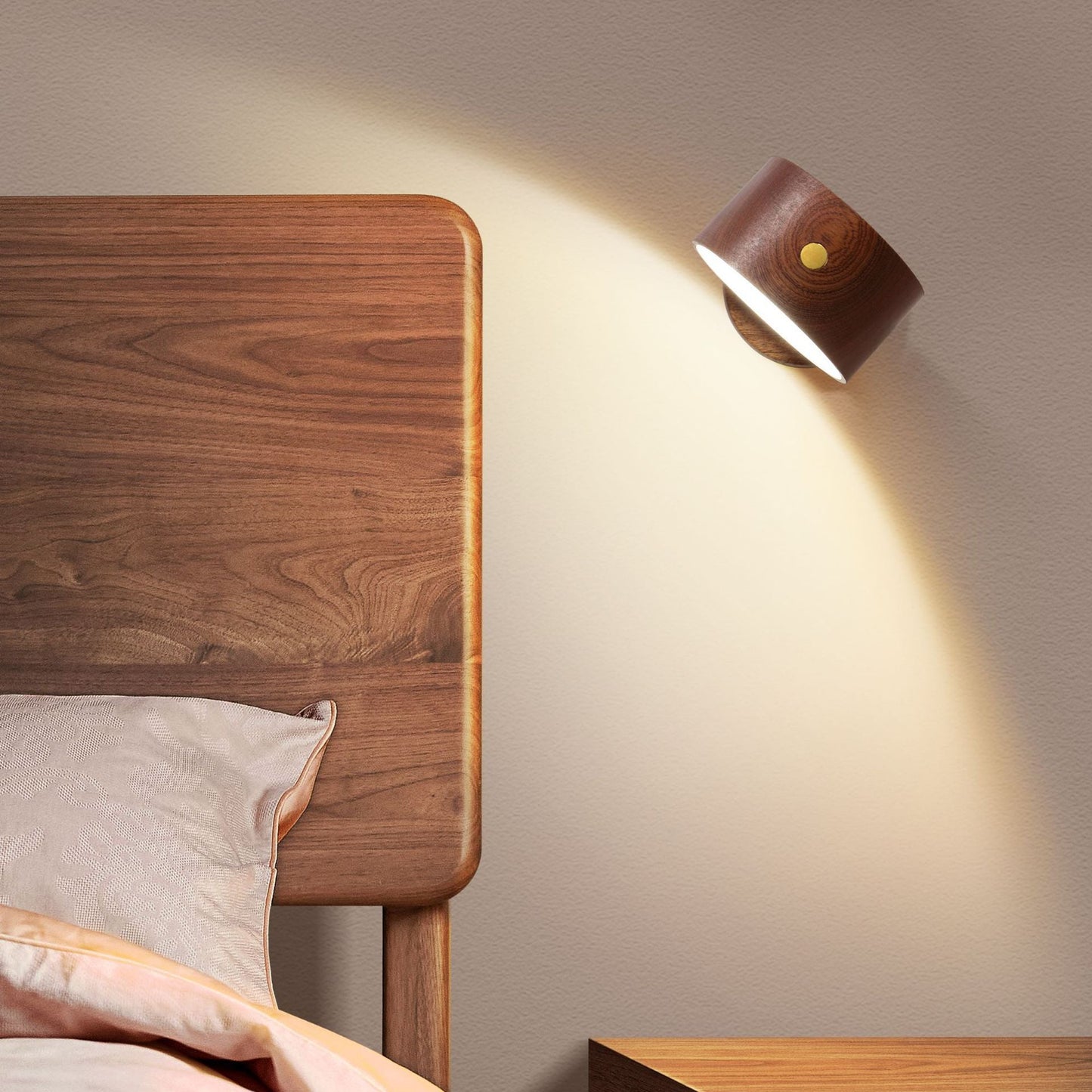 Simple Wooden Bedside Lamp In Bedroom - Zambeel