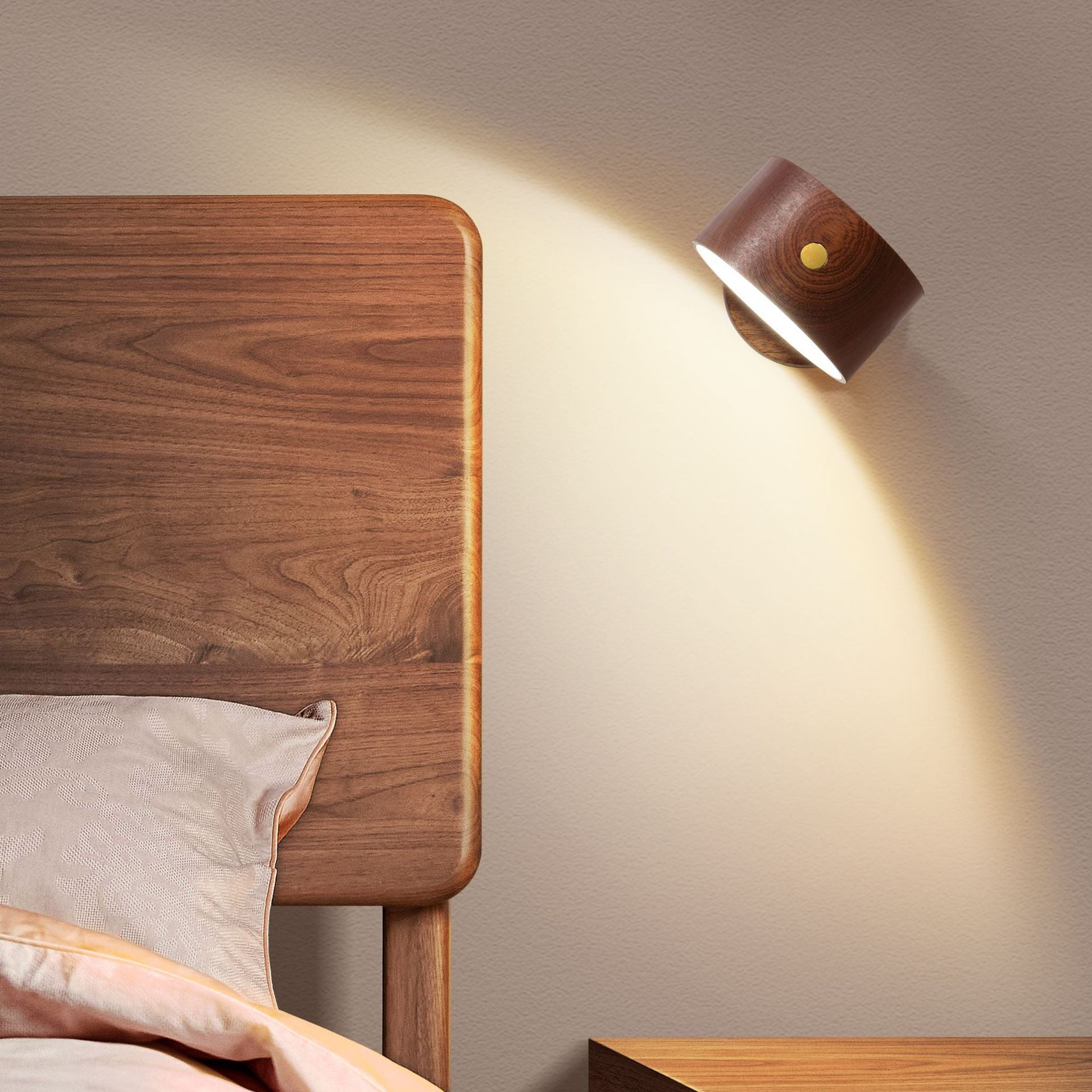 Simple Wooden Bedside Lamp In Bedroom - Zambeel