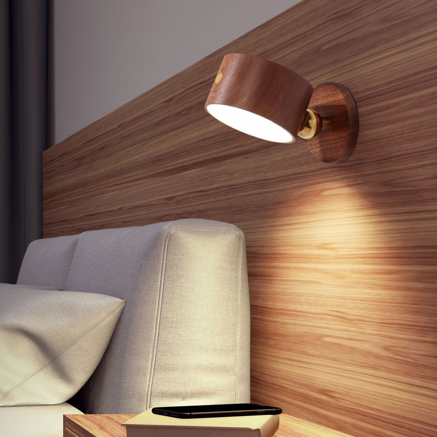 Simple Wooden Bedside Lamp In Bedroom - Zambeel