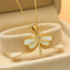 Simulated Opal Dragonfly Ladies' Pendant Necklace - Zambeel