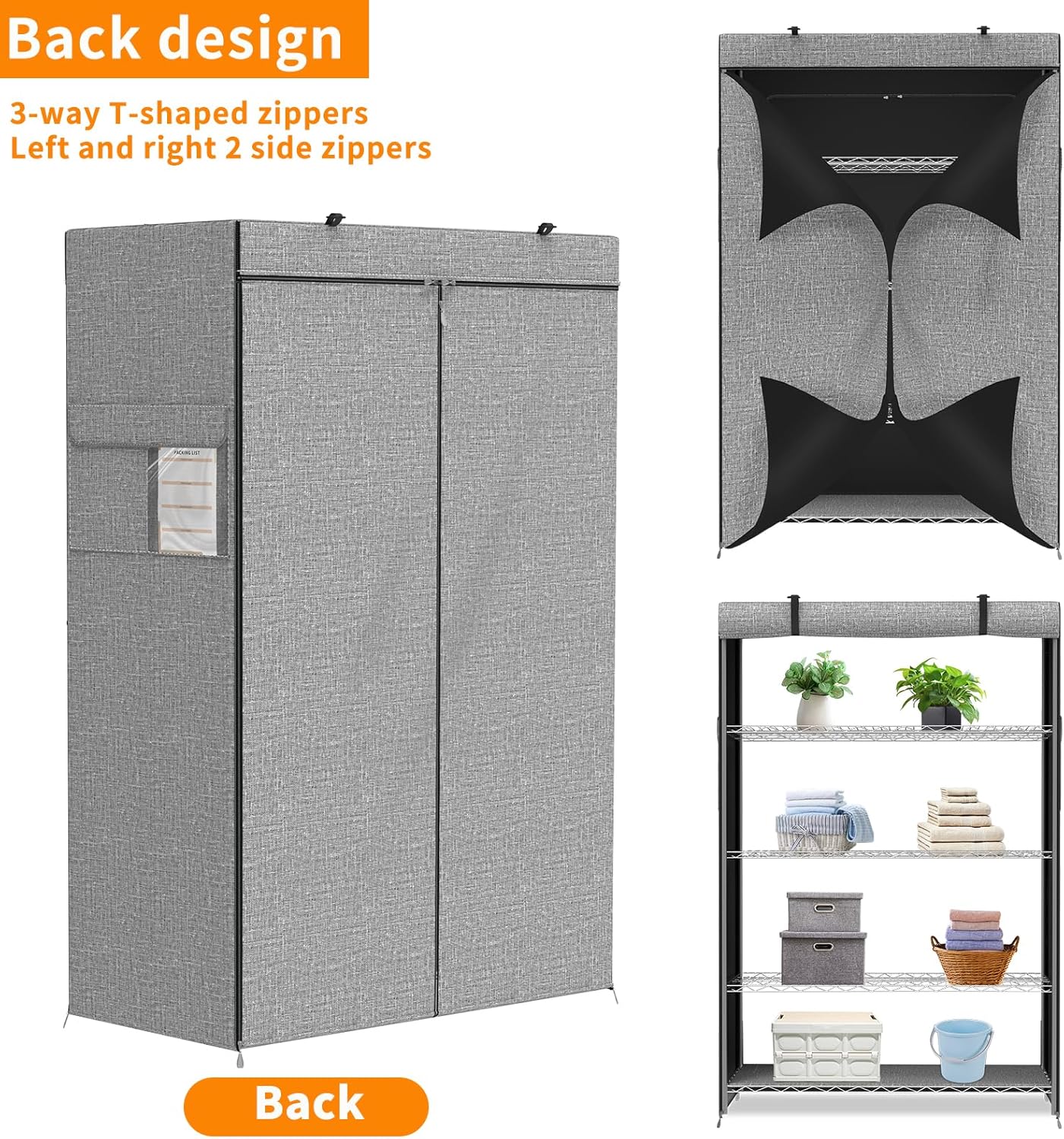 Single Zipper Double Rod Wardrobe - Zambeel