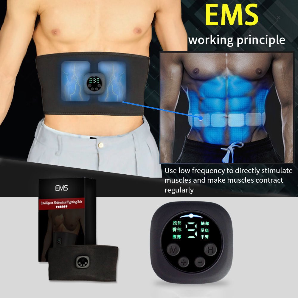 Smart Digital Display Fitness EMS Belt Abdominal Instrument Boxed Abdominal Muscle Trainer Lazy Fitness Artifact - Zambeel