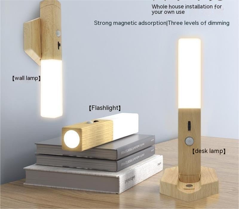 Smart Home Wooden Small Night Lamp Lamp LED Induction - Zambeel