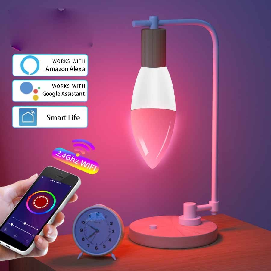 Smart WifI Led Lamp E14 RGB CW WW Led Bulb Dimmable 85 - 265V Voice Control Light Bulbs Alexa Google Home For Home Decorative - Zambeel