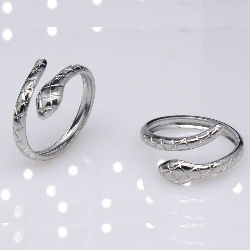 Snake Animal Adjustable Titanium Steel Ring Vintage - Zambeel