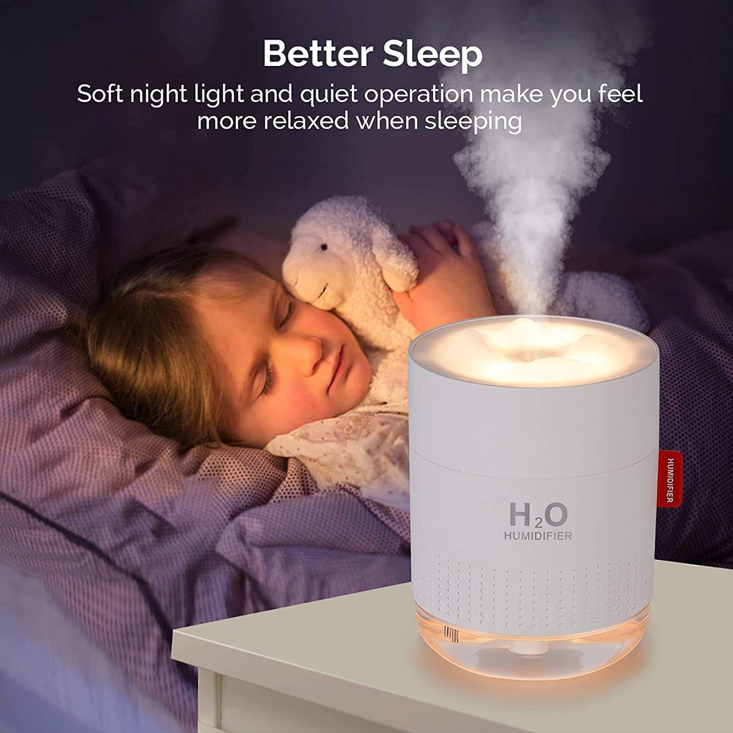 Snow Mountain Humidifier Mini Portable 500m Cool Mist Desktop Personal Air Ultrasonic Diffuser With Romantic Night Lamp - Zambeel