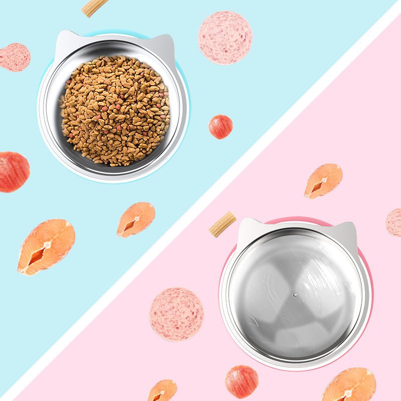 Soft And Cute Non - Slip Stainless Steel Cat Bowl - Zambeel