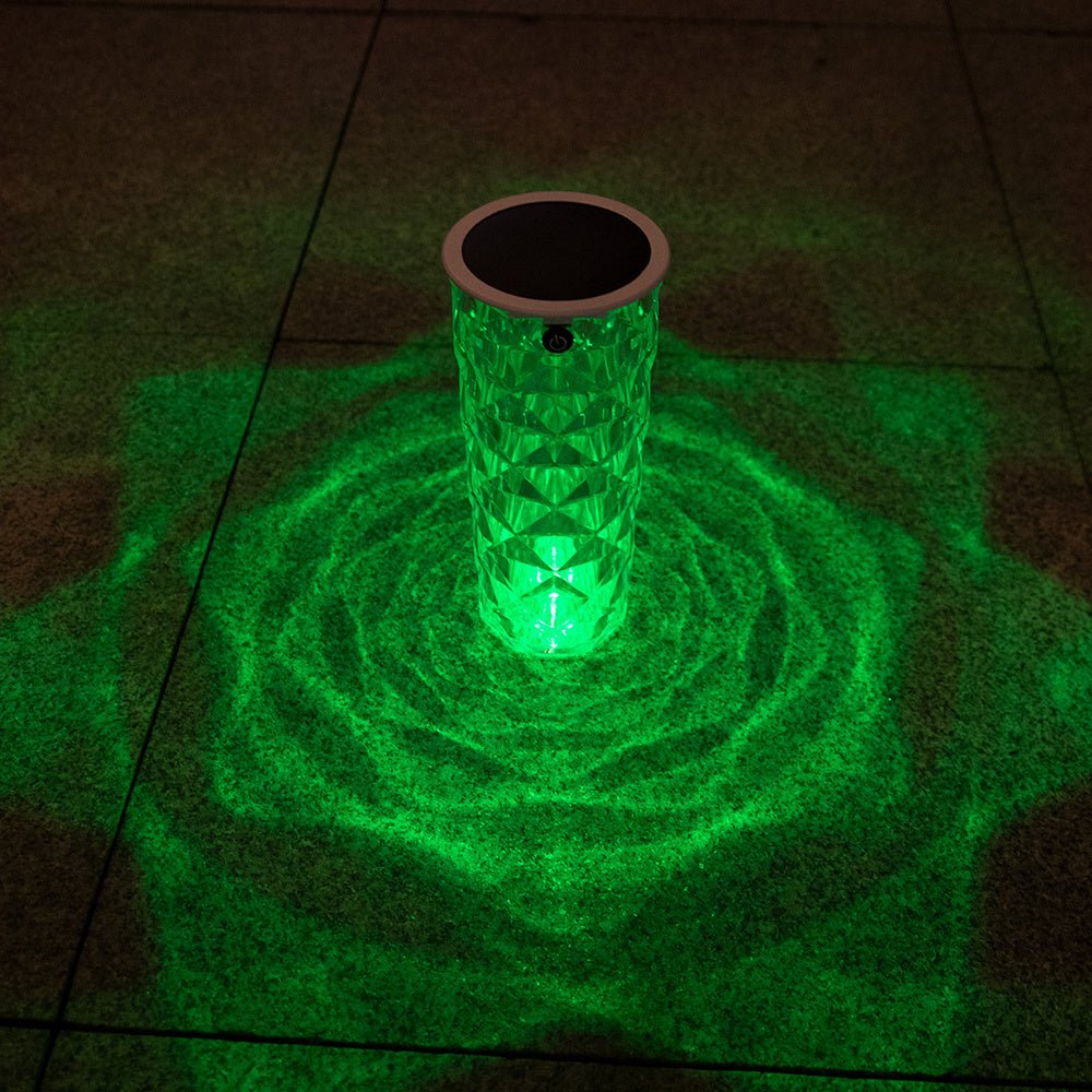 Solar Garden Lamp 10 Colors Changing Crystal Lamp Rose Light Shape LED Romantic Diamond Atmosphere Project Light - Zambeel