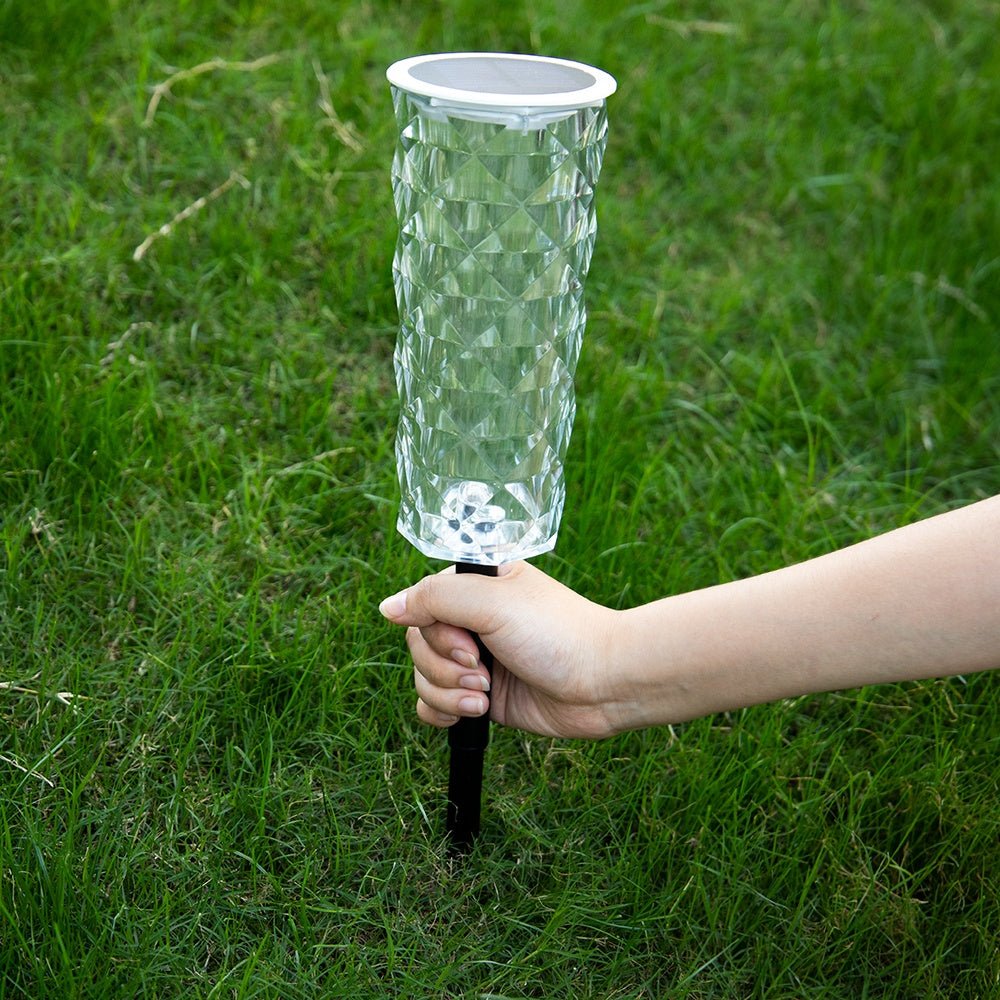 Solar Garden Lamp 10 Colors Changing Crystal Lamp Rose Light Shape LED Romantic Diamond Atmosphere Project Light - Zambeel