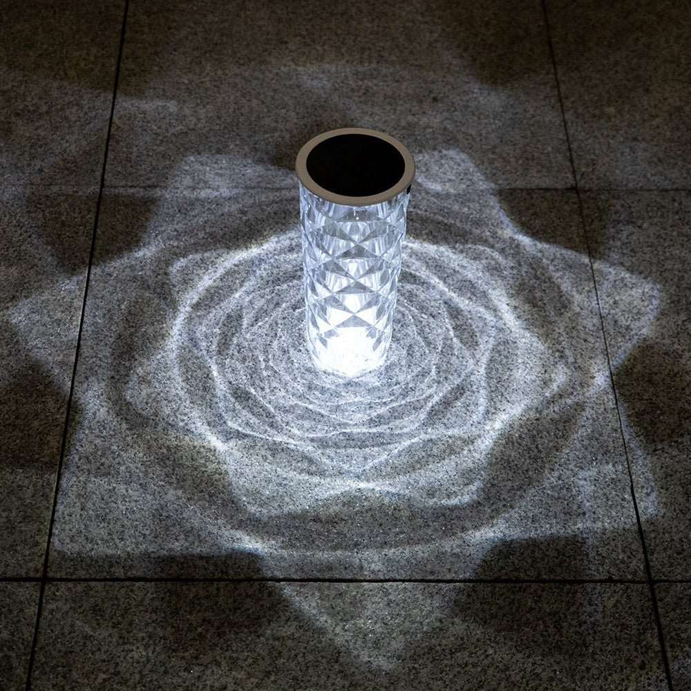 Solar Garden Lamp 10 Colors Changing Crystal Lamp Rose Light Shape LED Romantic Diamond Atmosphere Project Light - Zambeel