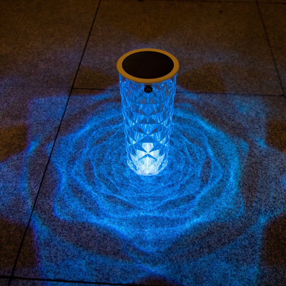 Solar Garden Lamp 10 Colors Changing Crystal Lamp Rose Light Shape LED Romantic Diamond Atmosphere Project Light - Zambeel