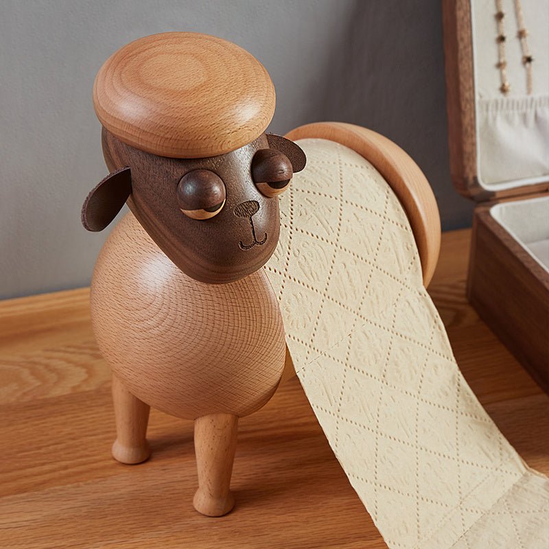 Solid Wood Tissue Holder Perforated Free Nordic Luxury Home Living Room Dining Table Roll Paper Holder - Zambeel