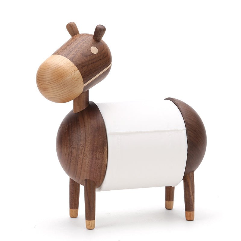 Solid Wood Tissue Holder Perforated Free Nordic Luxury Home Living Room Dining Table Roll Paper Holder - Zambeel