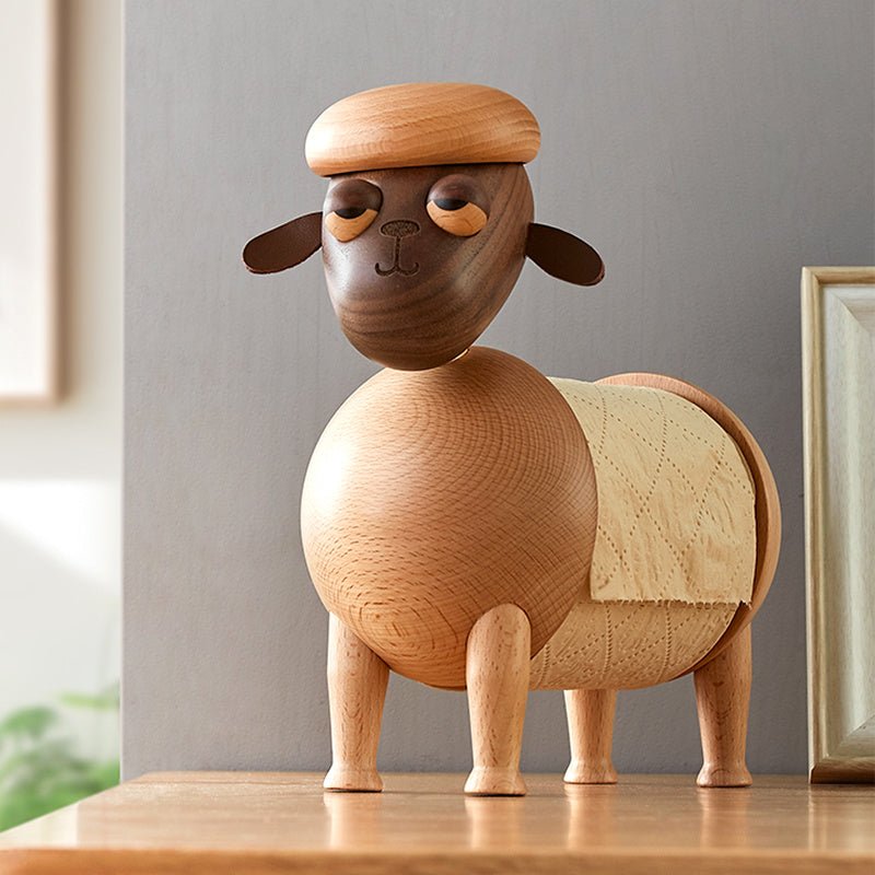 Solid Wood Tissue Holder Perforated Free Nordic Luxury Home Living Room Dining Table Roll Paper Holder - Zambeel