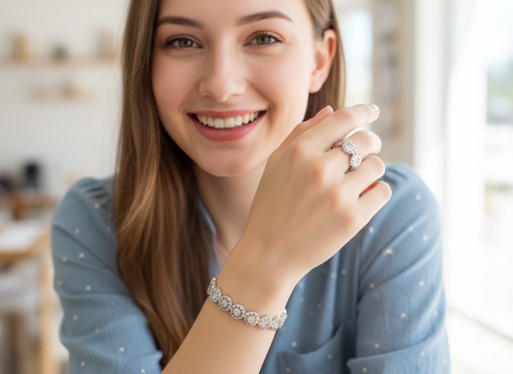 Sparkle Sunburst Cuff Bracelet & Ring Set - Zambeel