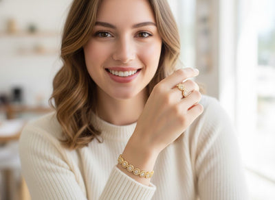 Sparkle Sunburst Cuff Bracelet & Ring Set - Zambeel