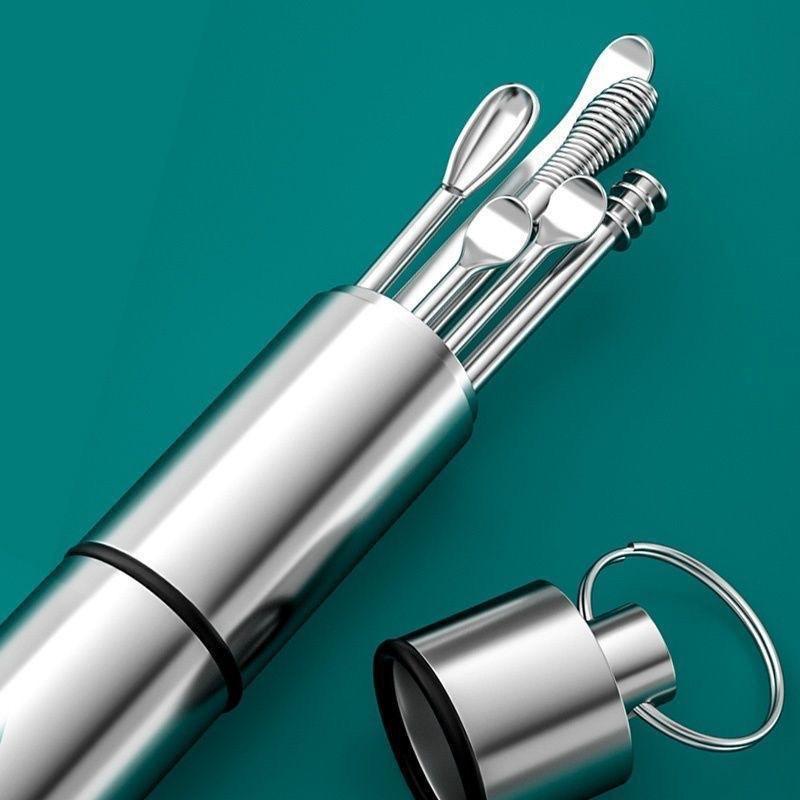 Stainless Steel Ear Pick Set with Keychain Case - Zambeel