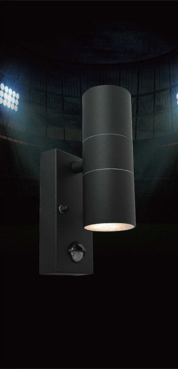 Stainless Steel GU10 Replaceable Bulb Human Body Induction Spotlight PIR Waterproof LED Outdoor Wall Lamp - Zambeel