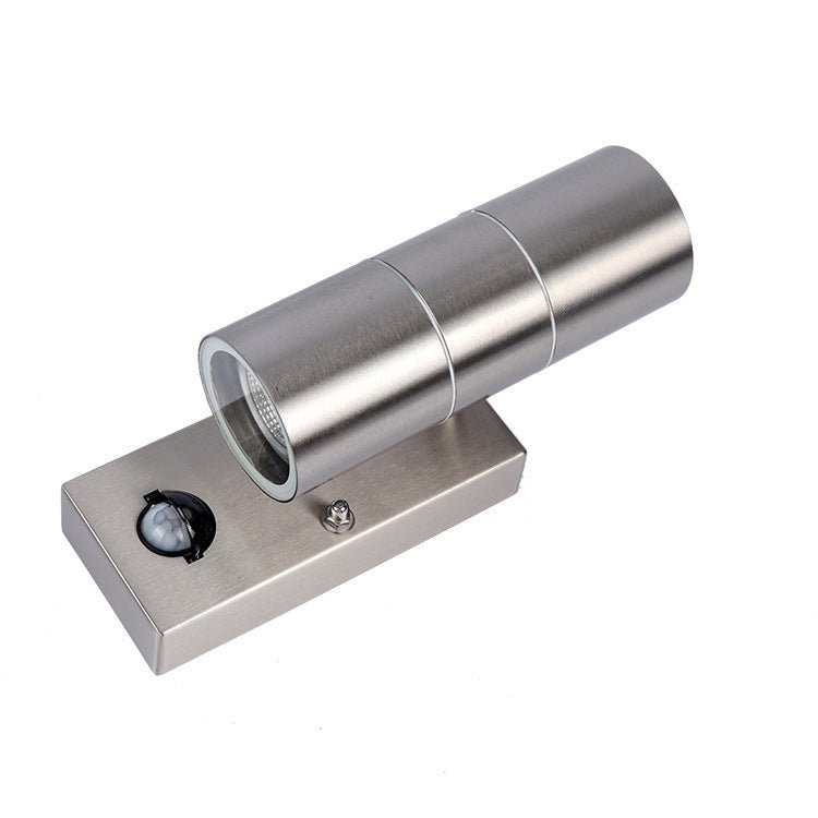 Stainless Steel GU10 Replaceable Bulb Human Body Induction Spotlight PIR Waterproof LED Outdoor Wall Lamp - Zambeel