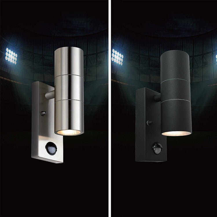 Stainless Steel GU10 Replaceable Bulb Human Body Induction Spotlight PIR Waterproof LED Outdoor Wall Lamp - Zambeel