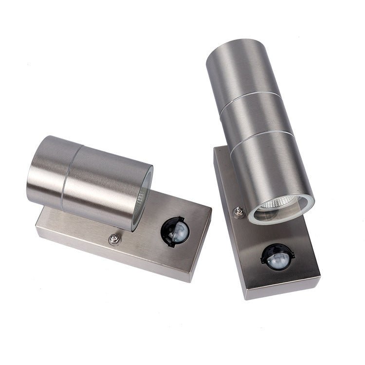 Stainless Steel GU10 Replaceable Bulb Human Body Induction Spotlight PIR Waterproof LED Outdoor Wall Lamp - Zambeel