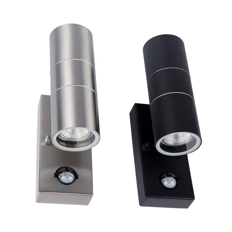 Stainless Steel GU10 Replaceable Bulb Human Body Induction Spotlight PIR Waterproof LED Outdoor Wall Lamp - Zambeel