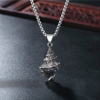 Stainless Steel Men's And Women's Necklace Personality Vintage Conch Men's Titanium Steel Pendant Necklace - Zambeel