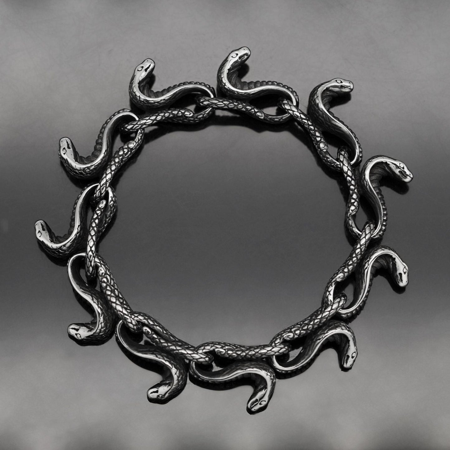 Stainless Steel Men's Bracelet Snake Head - Zambeel