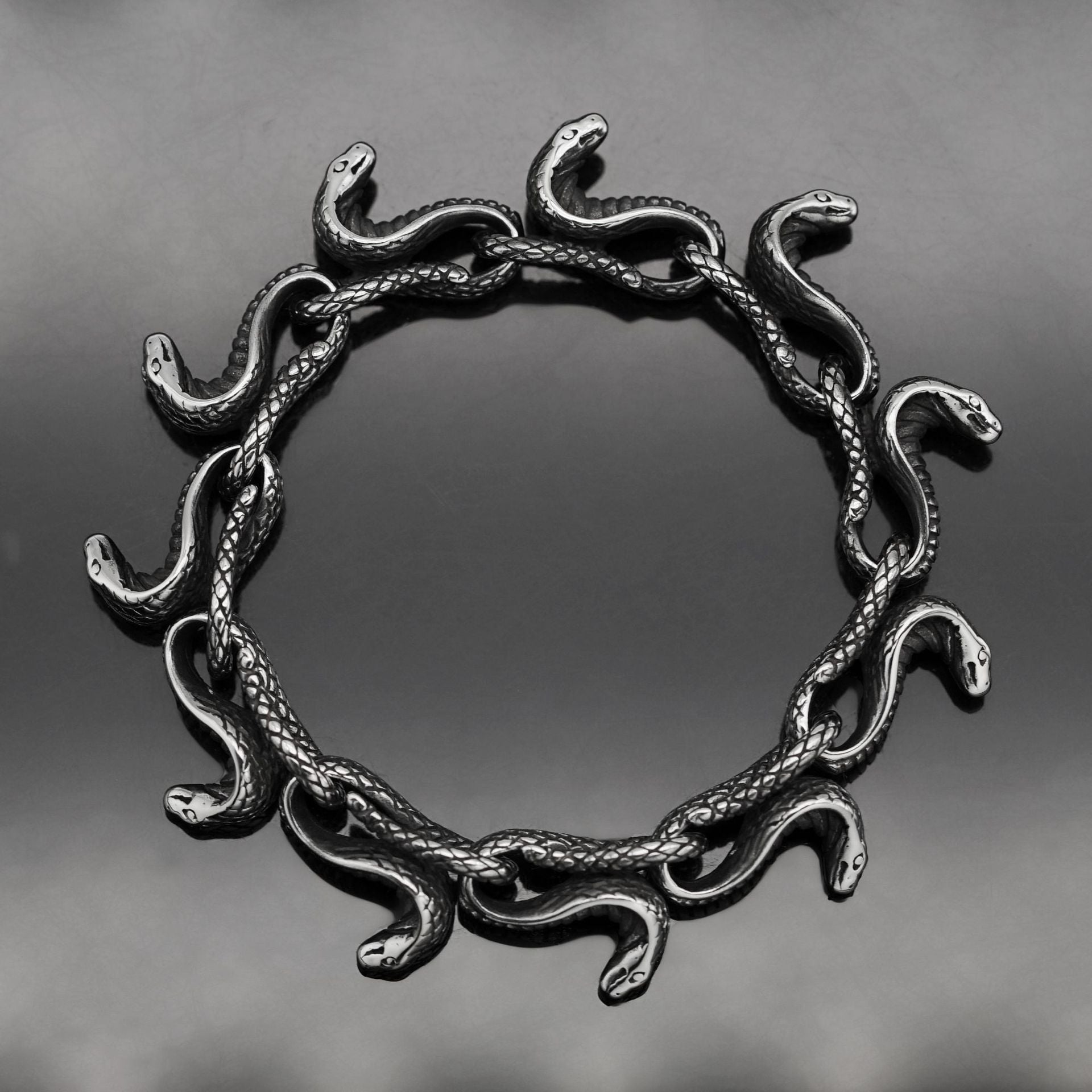 Stainless Steel Men's Bracelet Snake Head - Zambeel