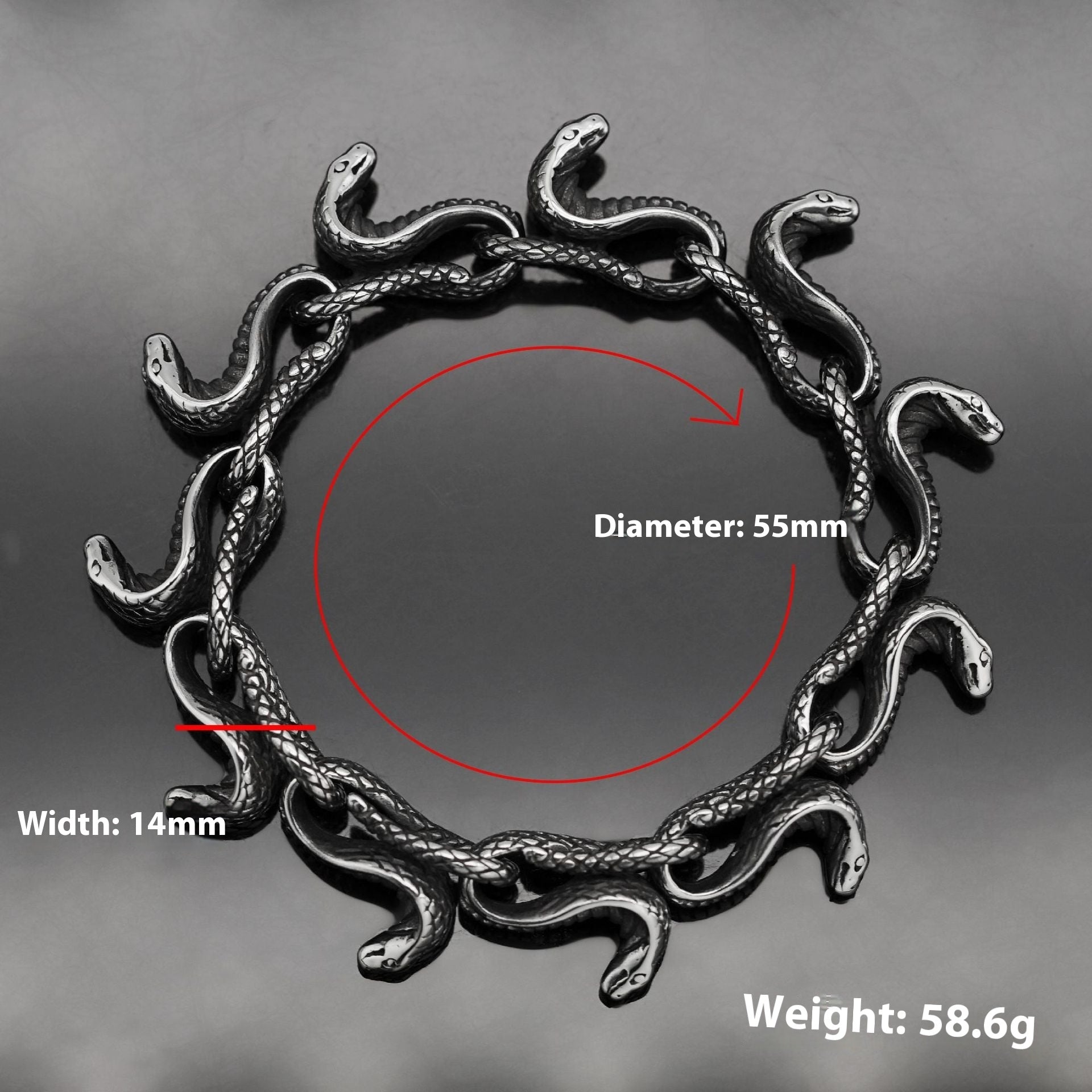 Stainless Steel Men's Bracelet Snake Head - Zambeel