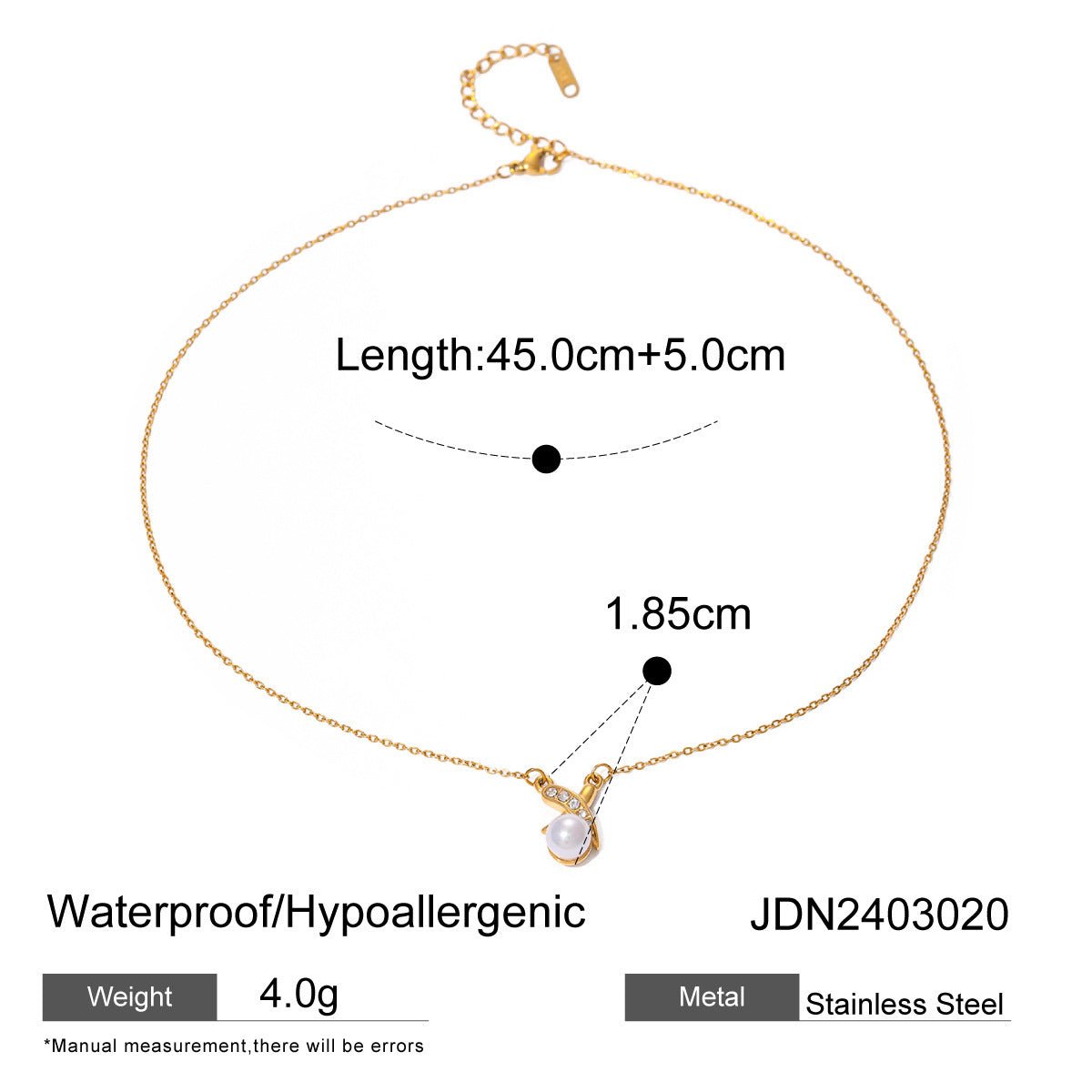 Stainless Steel Pearl Necklace Pendant For Women - Zambeel