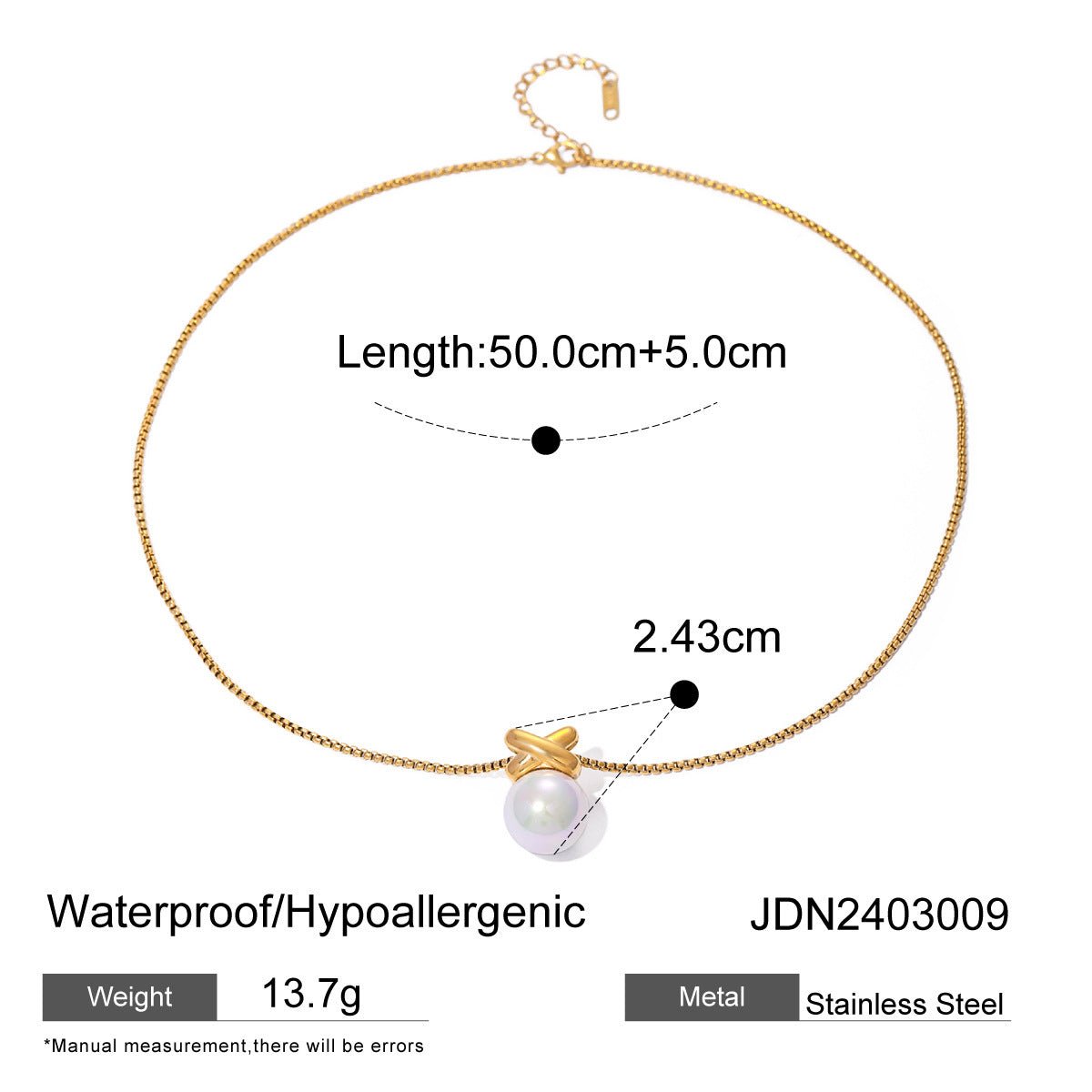 Stainless Steel Pearl Necklace Pendant For Women - Zambeel