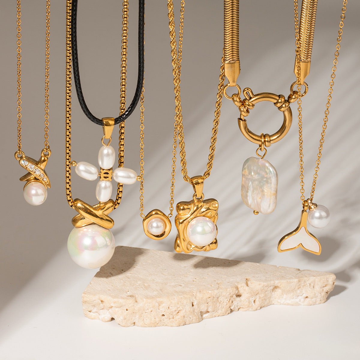 Stainless Steel Pearl Necklace Pendant For Women - Zambeel