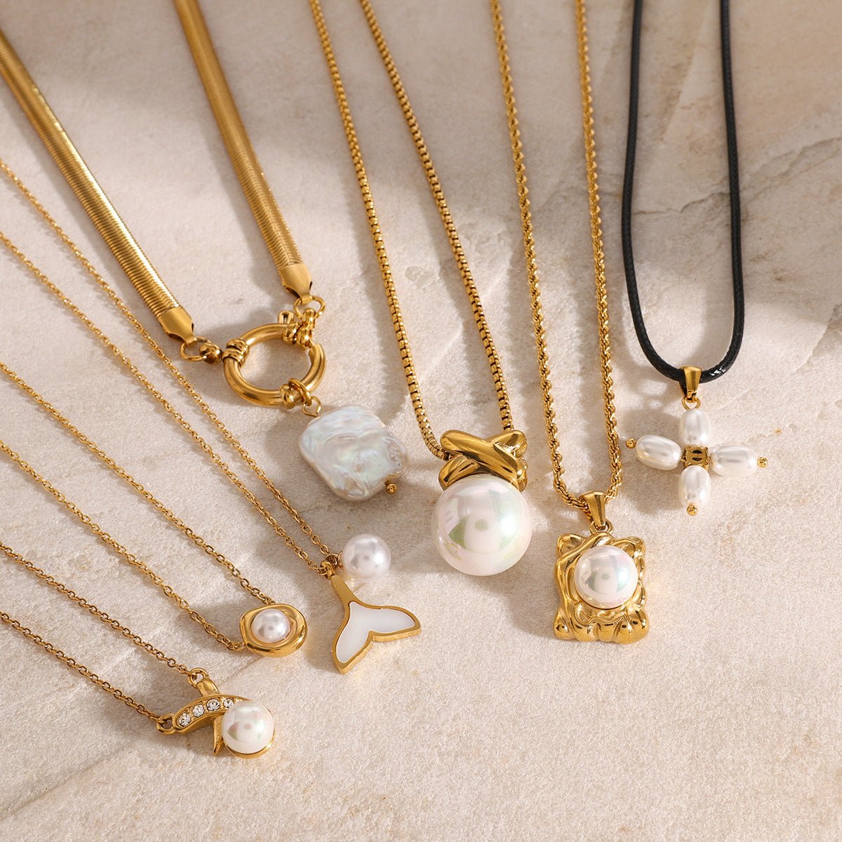 Stainless Steel Pearl Necklace Pendant For Women - Zambeel