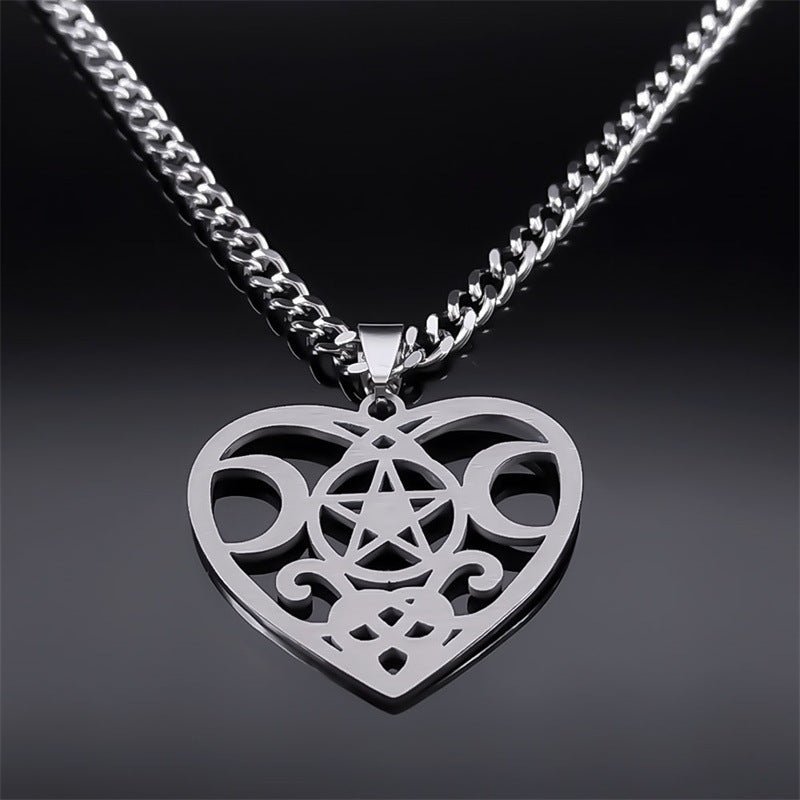 Stainless Steel Triple Moon Five - pointed Star Pendant Ornaments - Zambeel