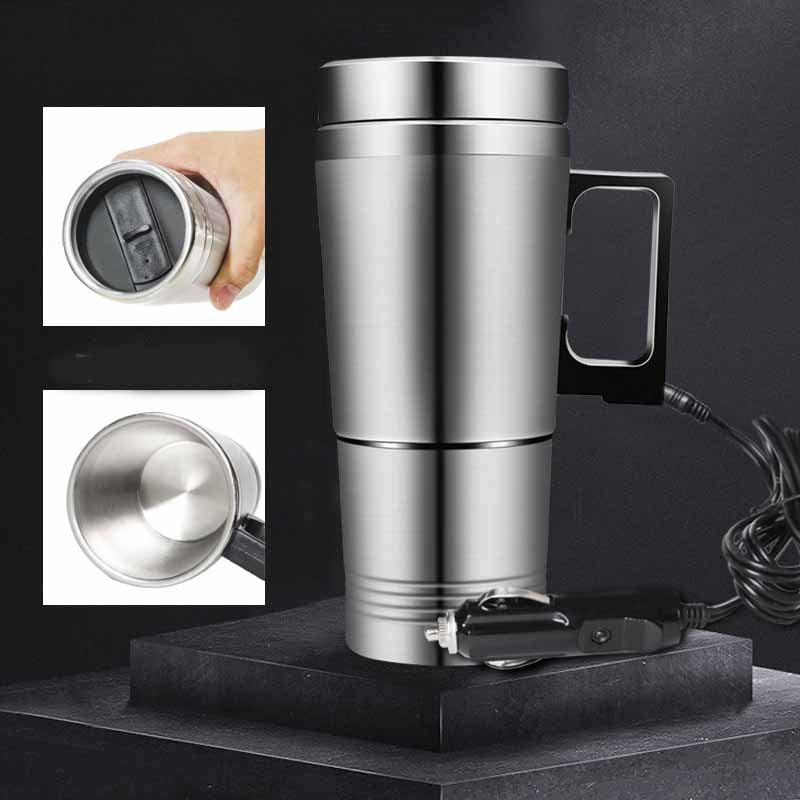 Stainless Steel Vehicle Heating Cup Heat Insulation Electric Car Kettle Camping Travel Kettle Water Coffee Thermal Mug - Zambeel