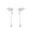 Sterling Silver Diamond Flower Long Women's Earrings - Zambeel