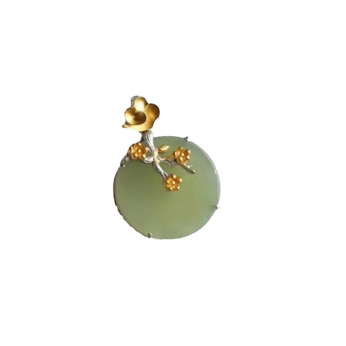 Sterling Silver Gold Plated Hotian Jade Pendant Necklace - Zambeel
