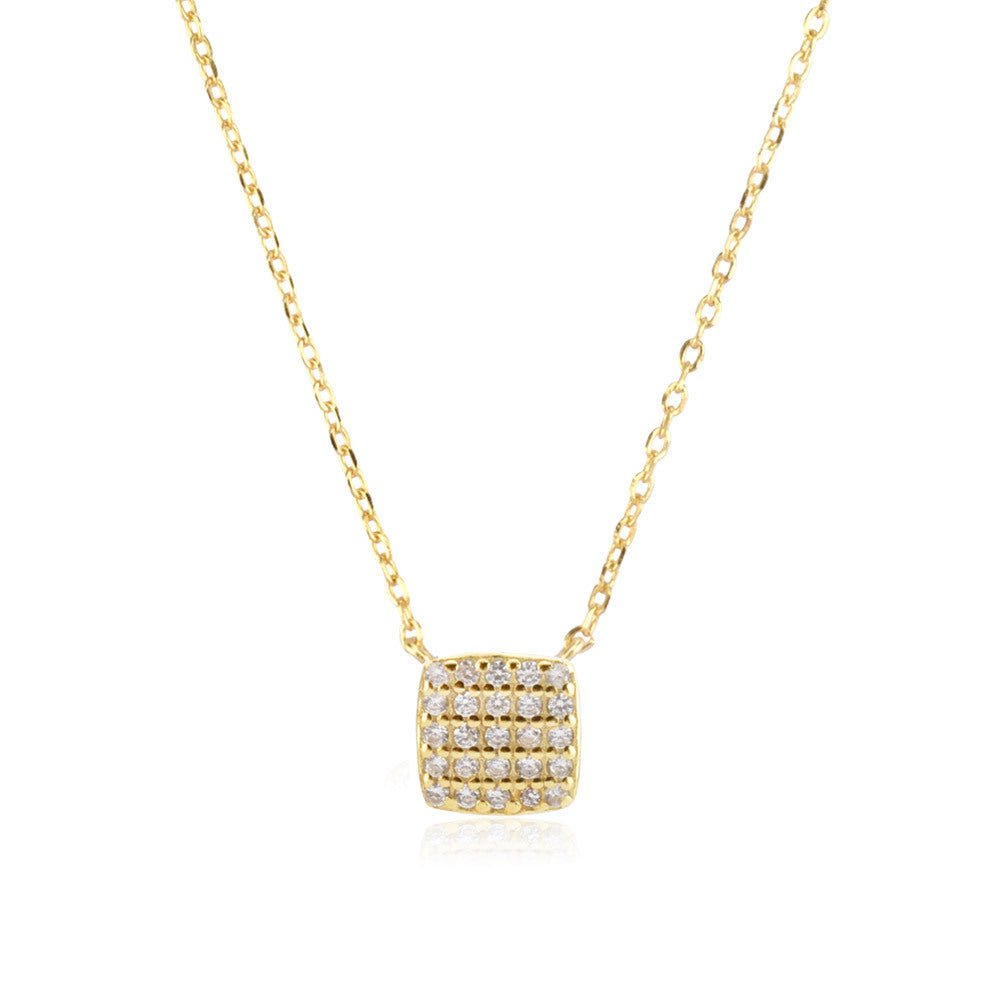 Sterling Silver Square Stone Full - shop Pendant Necklace - Zambeel