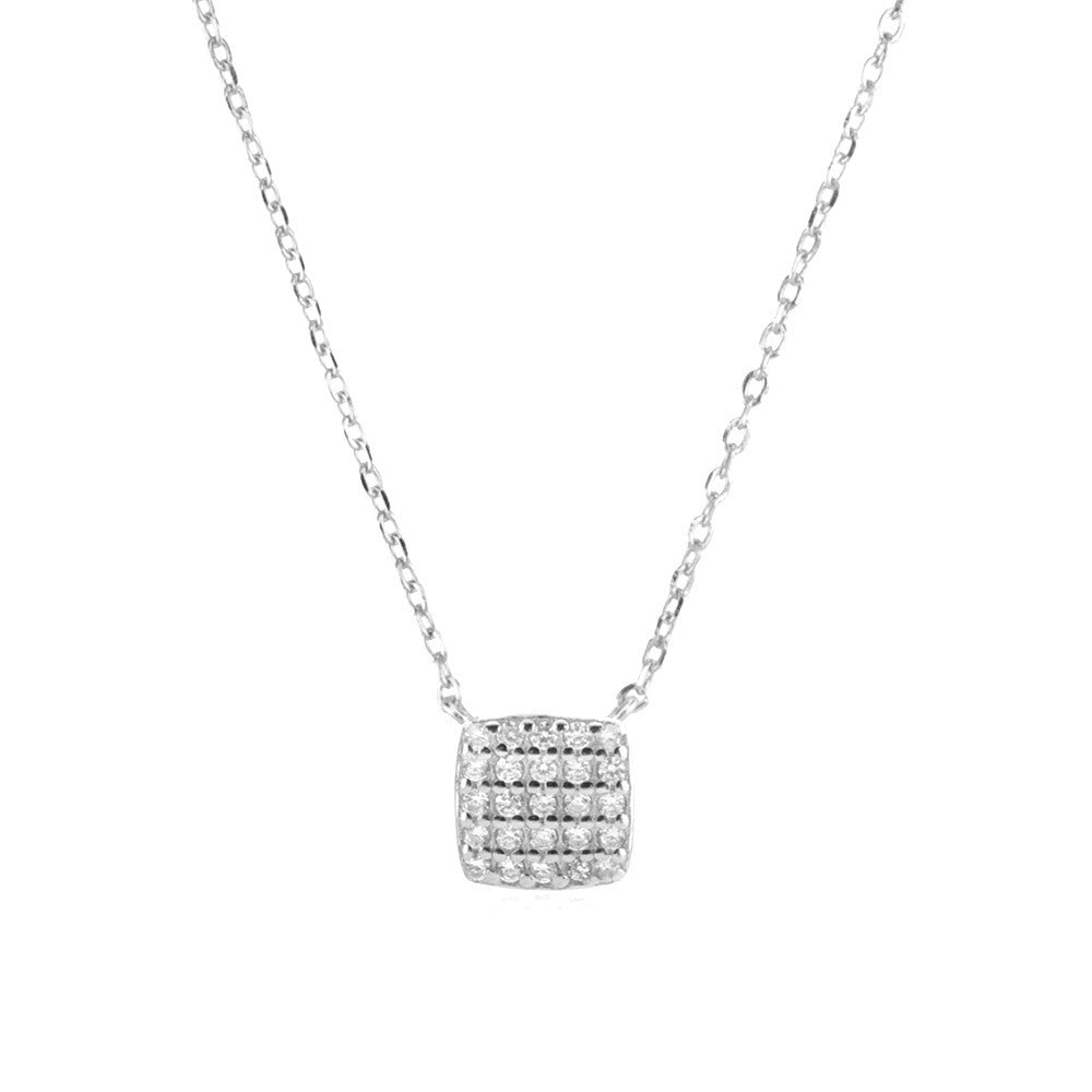Sterling Silver Square Stone Full - shop Pendant Necklace - Zambeel